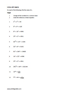 Indices and Algebra